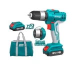 Total Lithium-Ion Cordless Hammer Impact Drill 12V with Two Batteries - TIDLI1222
